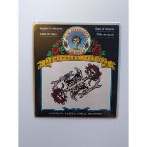 Vintage Grateful Dead Temporary Tattoos Skeleton Roses Wrench 1 Large 2 Small